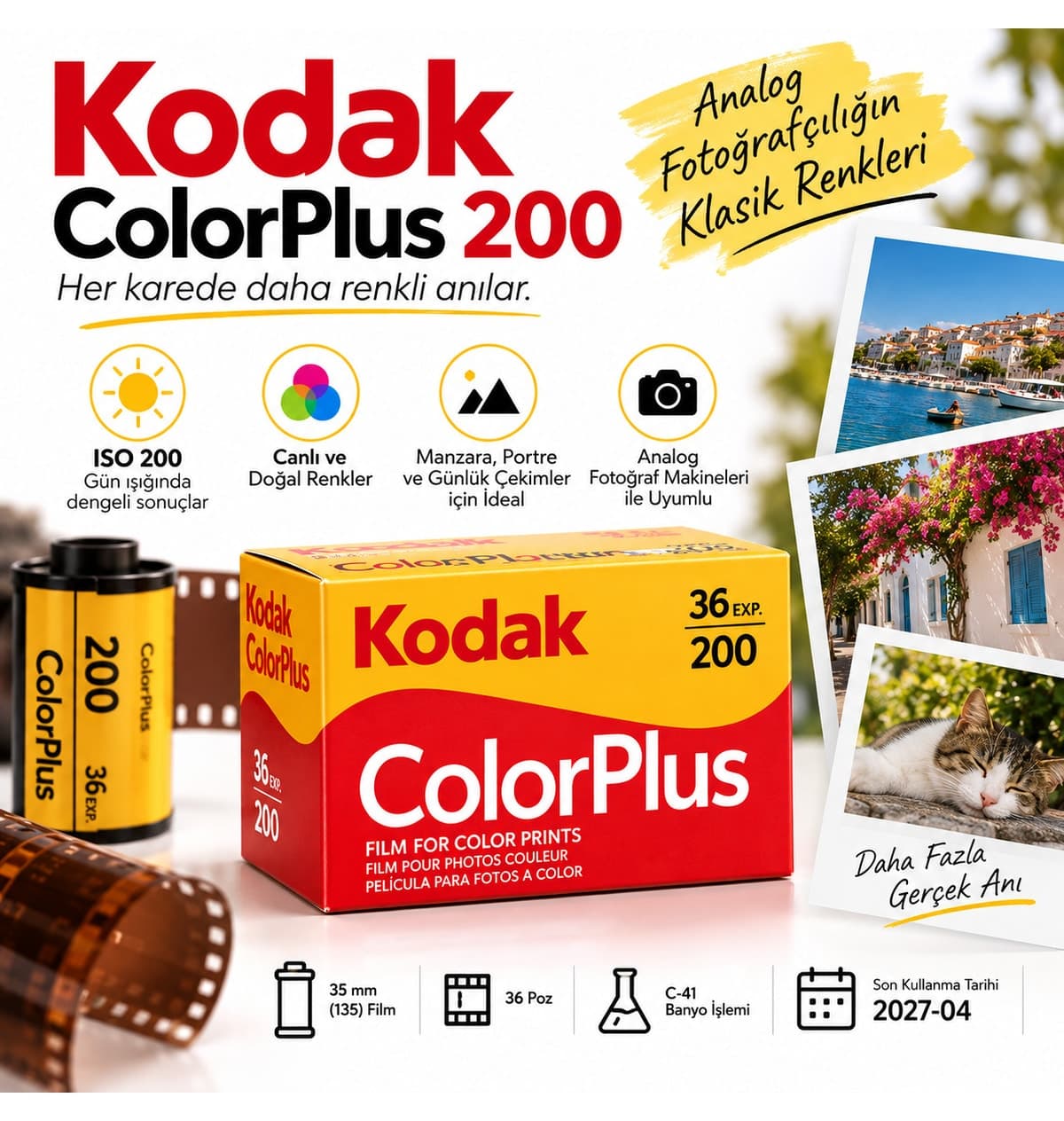 فیلم عکاسی آنالوگ Kodak Color Plus 200 ASA 135/36 1 عدد فیلم عکاسی آنالوگ Kodak Color Plus 200 ASA 135/36 1 عدد