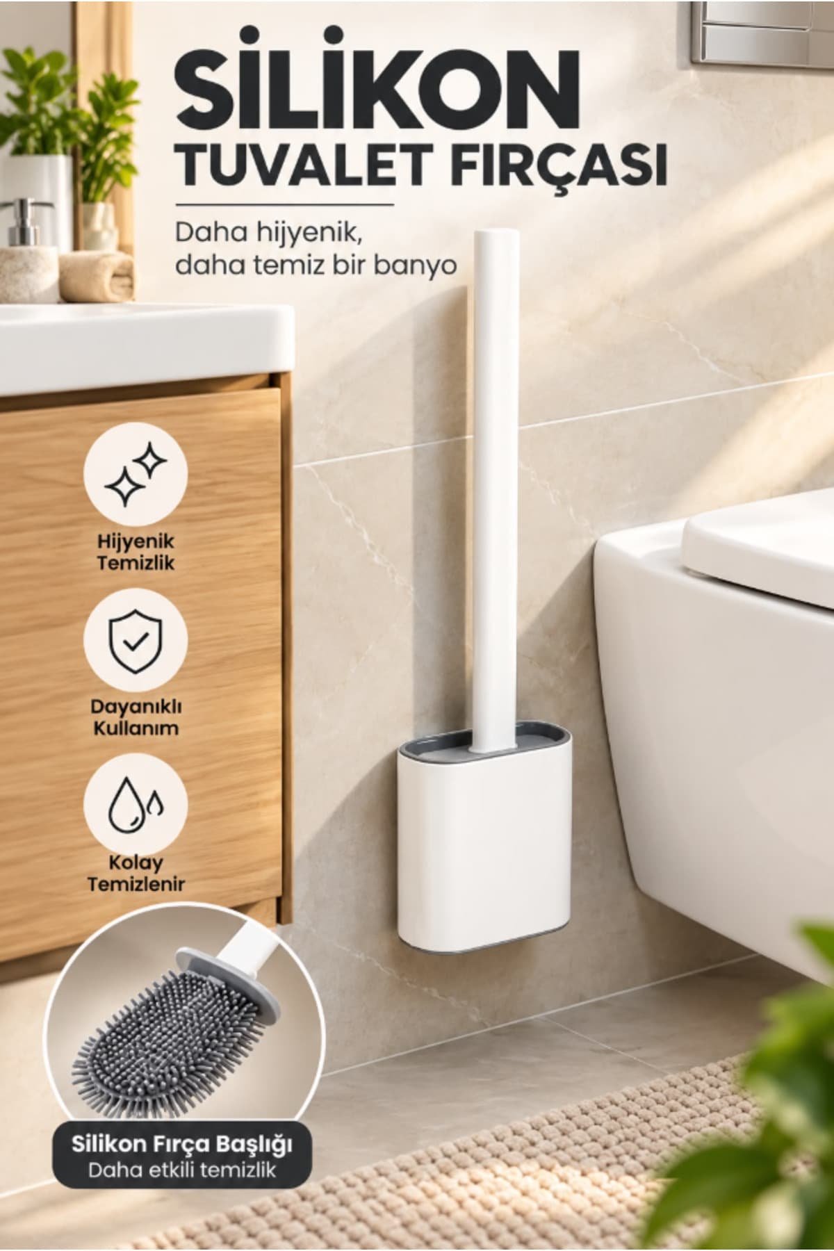 فرچه توالت سیلیکونی AYGÖREN HOME سفید با پایه نگهدارنده 1 عددی فرچه توالت سیلیکونی AYGÖREN HOME سفید با پایه نگهدارنده 1 عددی