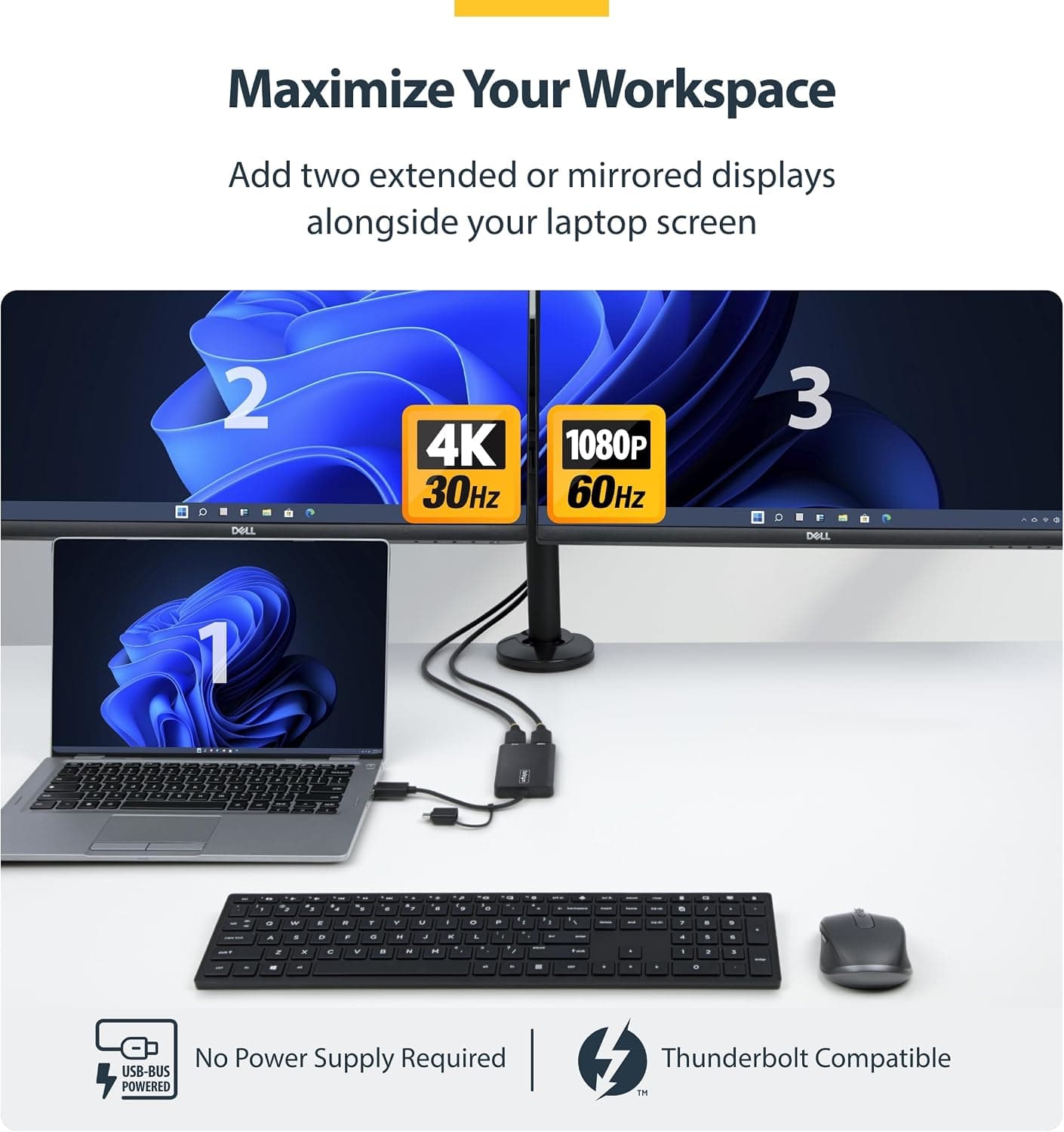 آداپتور دو مانیتوره StarTech مدل 107B-USB-HDMI-2 با خروجی 4K30 و 1080p آداپتور دو مانیتوره StarTech مدل 107B-USB-HDMI-2 با خروجی 4K30 و 1080p