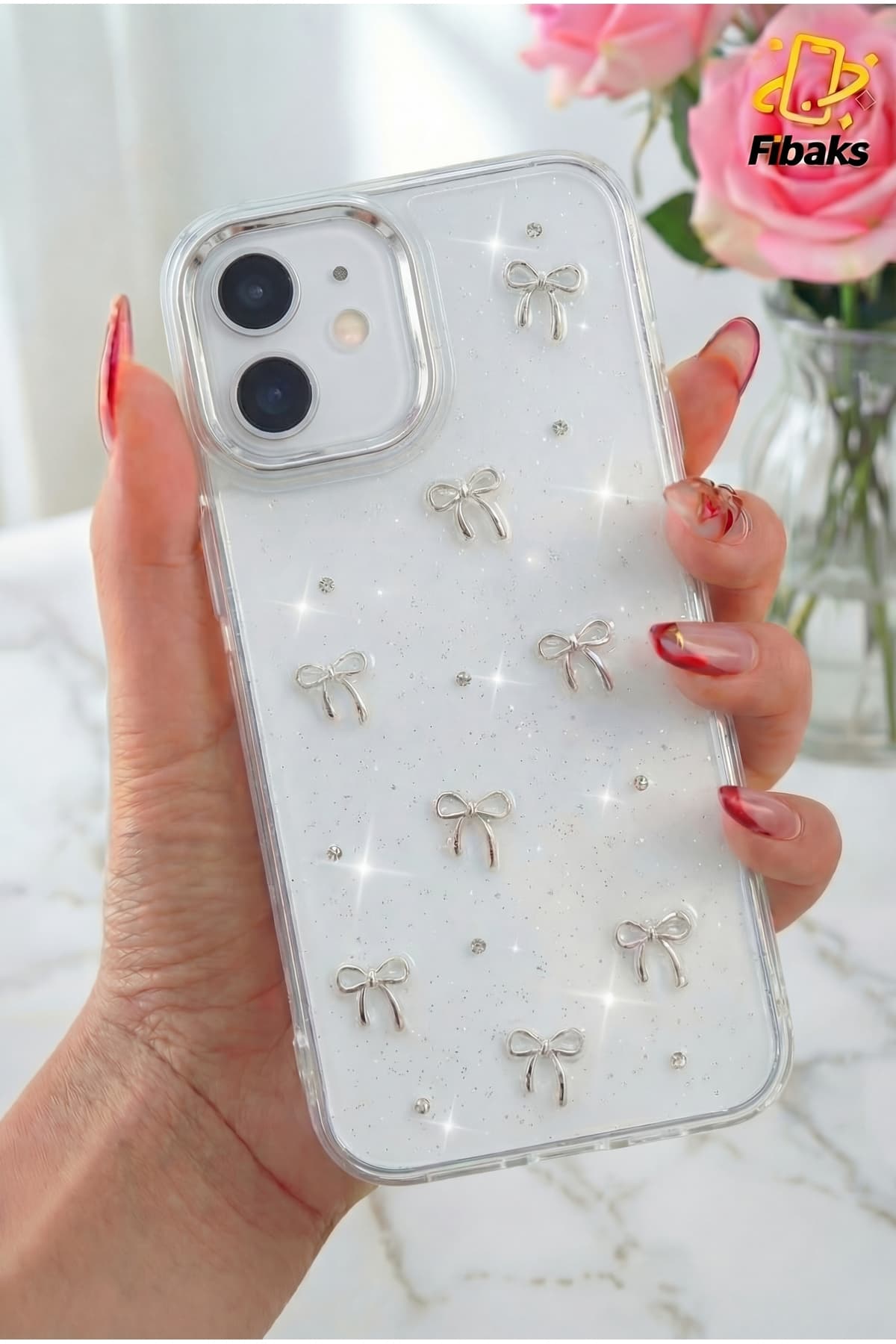 قاب گوشی Fibaks iPhone 11 طرح پاپیون شفاف اکلیلی نقرهای با برآمدگی دوربین براق قاب گوشی Fibaks iPhone 11 طرح پاپیون شفاف اکلیلی نقرهای با برآمدگی دوربین براق