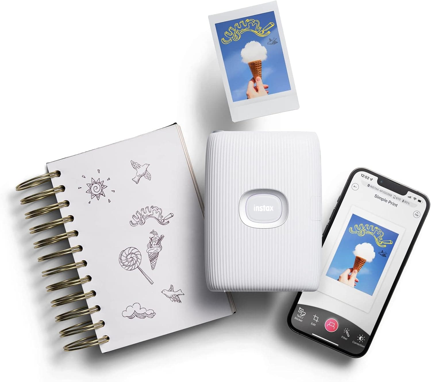 پرینتر عکس بیسیم instax Fujifilm با 20 شات سفید سفالی مدل Mini Link 2 پرینتر عکس بیسیم instax Fujifilm با 20 شات سفید سفالی مدل Mini Link 2