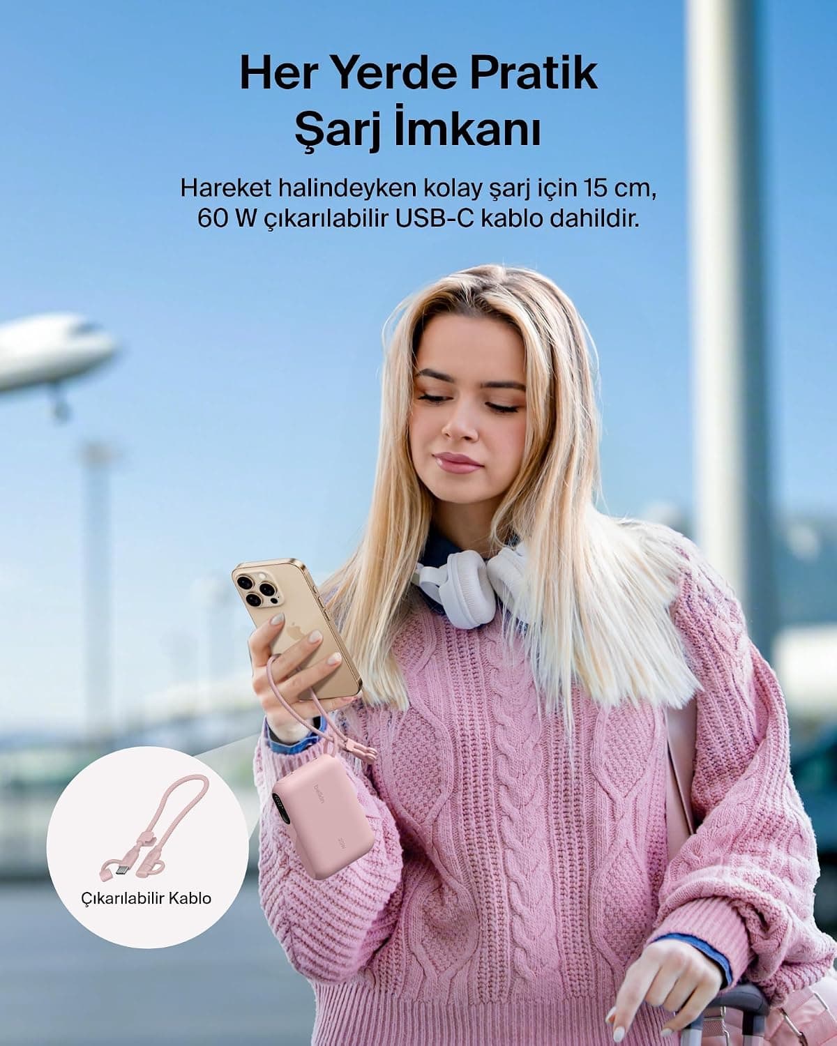 پاوربانک Belkin با نمایشگر دیجیتال باتری صورتی مدل BoostCharge 10000 mAh پاوربانک Belkin با نمایشگر دیجیتال باتری صورتی مدل BoostCharge 10000 mAh