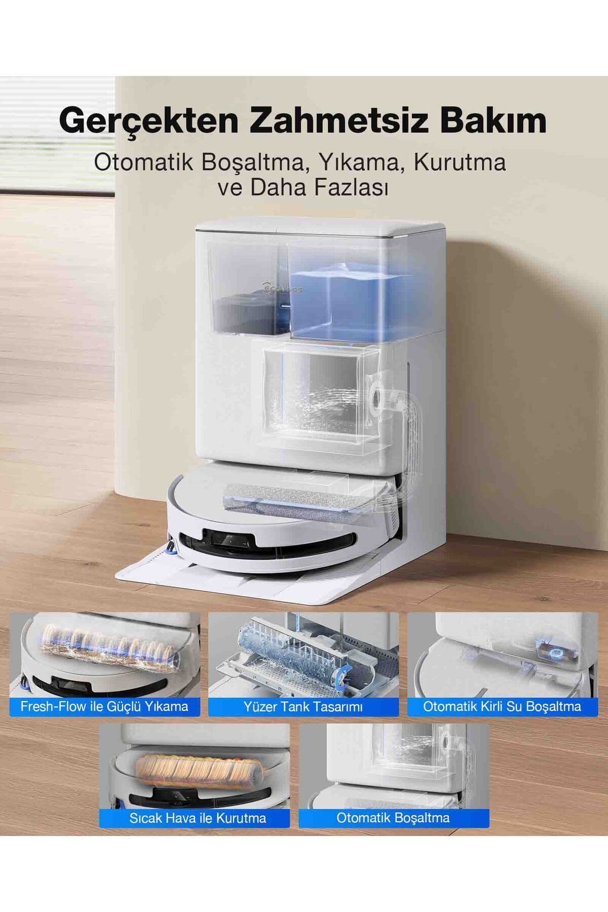جاروبرقی و تیکش رباتیک Ecovacs DEEBOT T90 Omni با مکش 30.000 Pa و شستوشوی خودکار تی 75*C جاروبرقی و تیکش رباتیک Ecovacs DEEBOT T90 Omni با مکش 30.000 Pa و شستوشوی خودکار تی 75*C