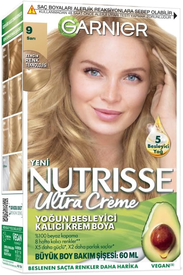 رنگ موی کرمی دائمی مغذی Garnier Nutrisse شماره 9 زرد رنگ موی کرمی دائمی مغذی Garnier Nutrisse شماره 9 زرد
