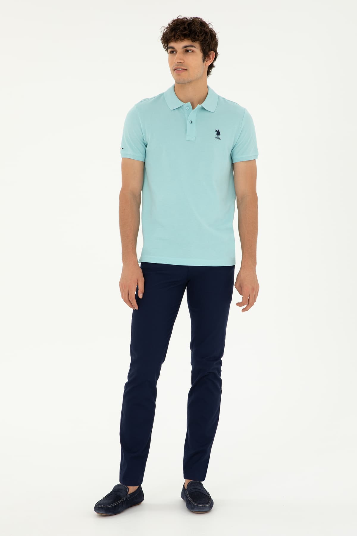 تیشرت مردانه U.S. Polo Assn. فیت اسلیم یقه پولو سبز آبی مدل 50279613-VR083 تیشرت مردانه U.S. Polo Assn. فیت اسلیم یقه پولو سبز آبی مدل 50279613-VR083