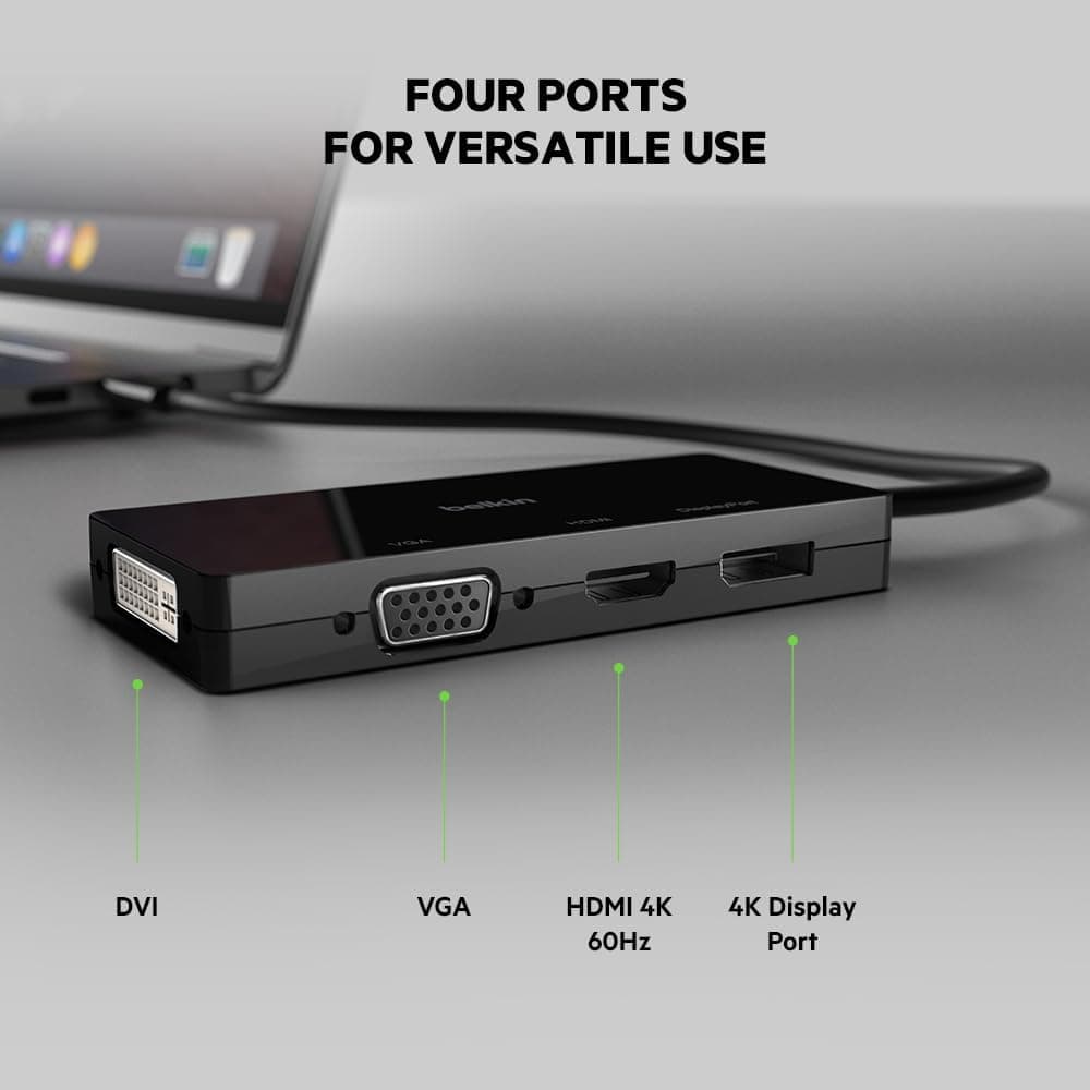 آداپتور Belkin مالتیپورت USB-C با VGA، DVI، 4K HDMI و 4K DisplayPort آداپتور Belkin مالتیپورت USB-C با VGA، DVI، 4K HDMI و 4K DisplayPort