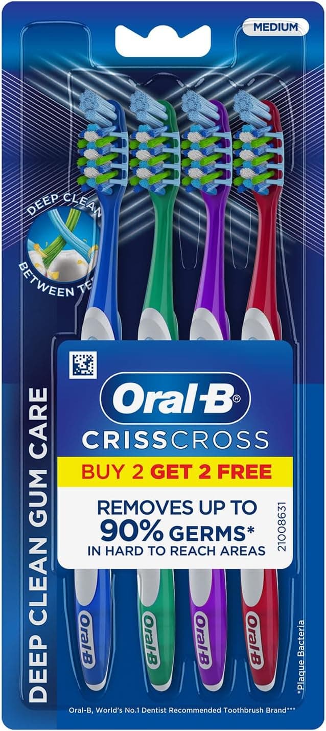 مسواک دستی بزرگسال Oral-B CrissCross برای مراقبت از لثه چندرنگ متوسط مدل 4N مسواک دستی بزرگسال Oral-B CrissCross برای مراقبت از لثه چندرنگ متوسط مدل 4N