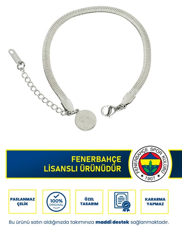 دستبند Fenerbahçe با لوگوی Fb از استیل ضدزنگ ایتالیایی 17 cm خاکستری دستبند Fenerbahçe با لوگوی Fb از استیل ضدزنگ ایتالیایی 17 cm خاکستری