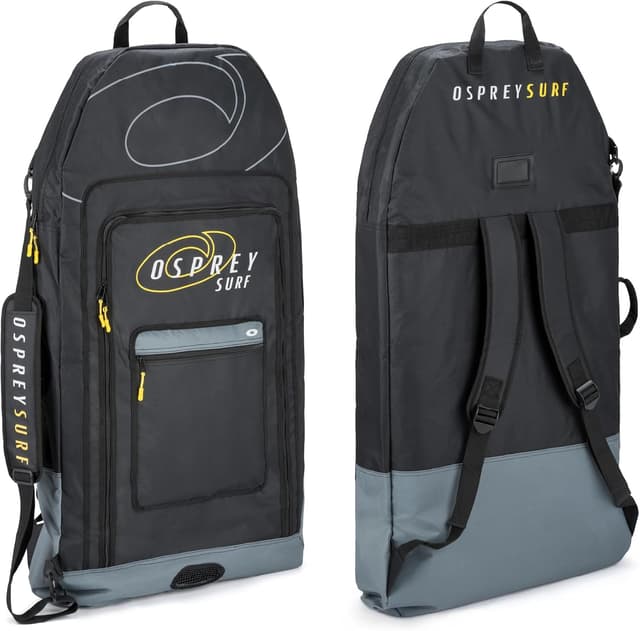 کیف حمل بادیبرد Osprey سهتخته مشکی پددار با جیب و بند کولهپشتی کیف حمل بادیبرد Osprey سهتخته مشکی پددار با جیب و بند کولهپشتی