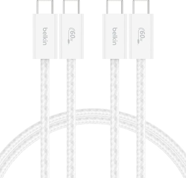 کابل Belkin بافته USB-C به USB-C 60 وات 5ft سفید 2-Pack کابل Belkin بافته USB-C به USB-C 60 وات 5ft سفید 2-Pack