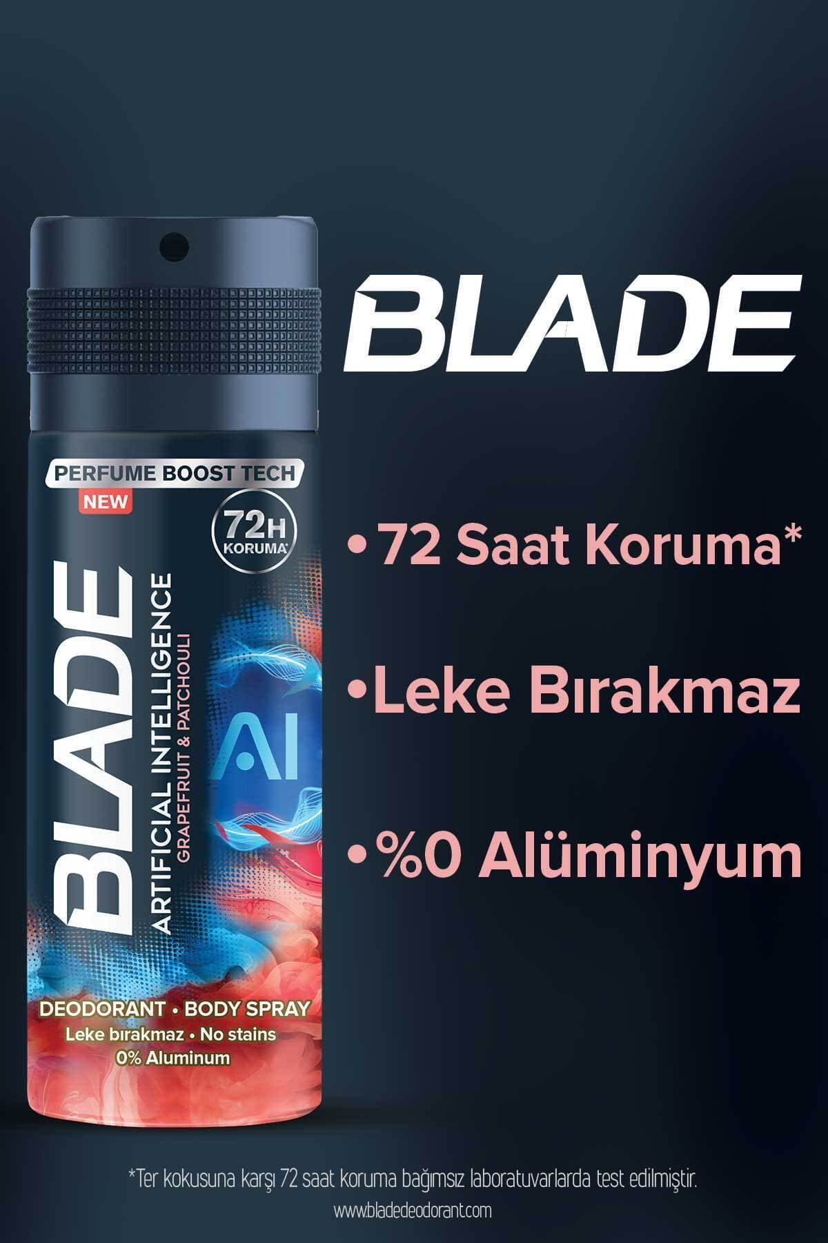 اسپری دئودورانت بدن مردانه Blade Artificial Intelligence بدون آلومینیوم 6x150 ml اسپری دئودورانت بدن مردانه Blade Artificial Intelligence بدون آلومینیوم 6x150 ml