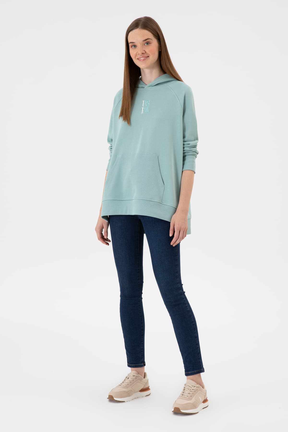 سوئیشرت هودیدار زنانه U.S. Polo Assn. نعنایی با چاک مدل 50313611-VR090 سوئیشرت هودیدار زنانه U.S. Polo Assn. نعنایی با چاک مدل 50313611-VR090