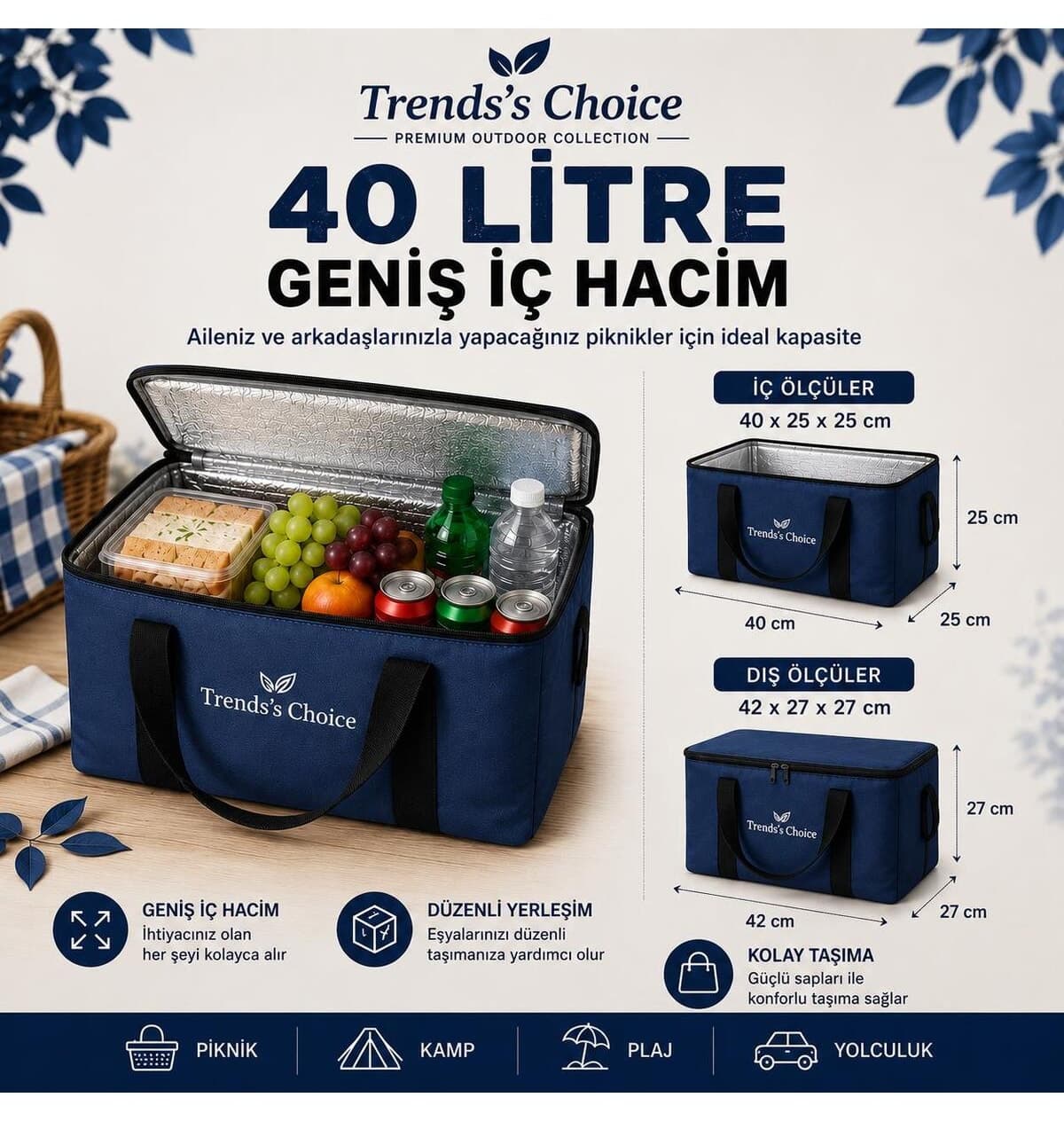 کیف یخدان حرارتی تاشو trends's choice با ظرفیت 40 Litre مناسب پیکنیک، کمپ، ساحل و سفر کیف یخدان حرارتی تاشو trends's choice با ظرفیت 40 Litre مناسب پیکنیک، کمپ، ساحل و سفر