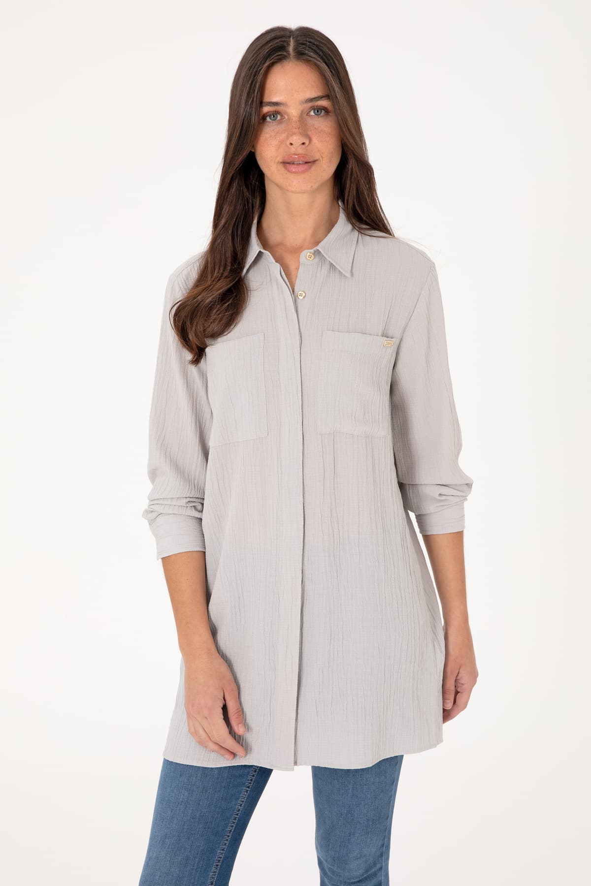 پیراهن تونیک زنانه U.S. Polo Assn. خاکستری روشن آستین بلند مدل 50307672-VR001 پیراهن تونیک زنانه U.S. Polo Assn. خاکستری روشن آستین بلند مدل 50307672-VR001
