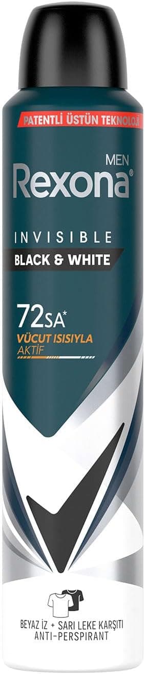 اسپری دئودورانت مردانه Rexona Invisible Black & White محافظت 72 ساعته 200 ml اسپری دئودورانت مردانه Rexona Invisible Black & White محافظت 72 ساعته 200 ml