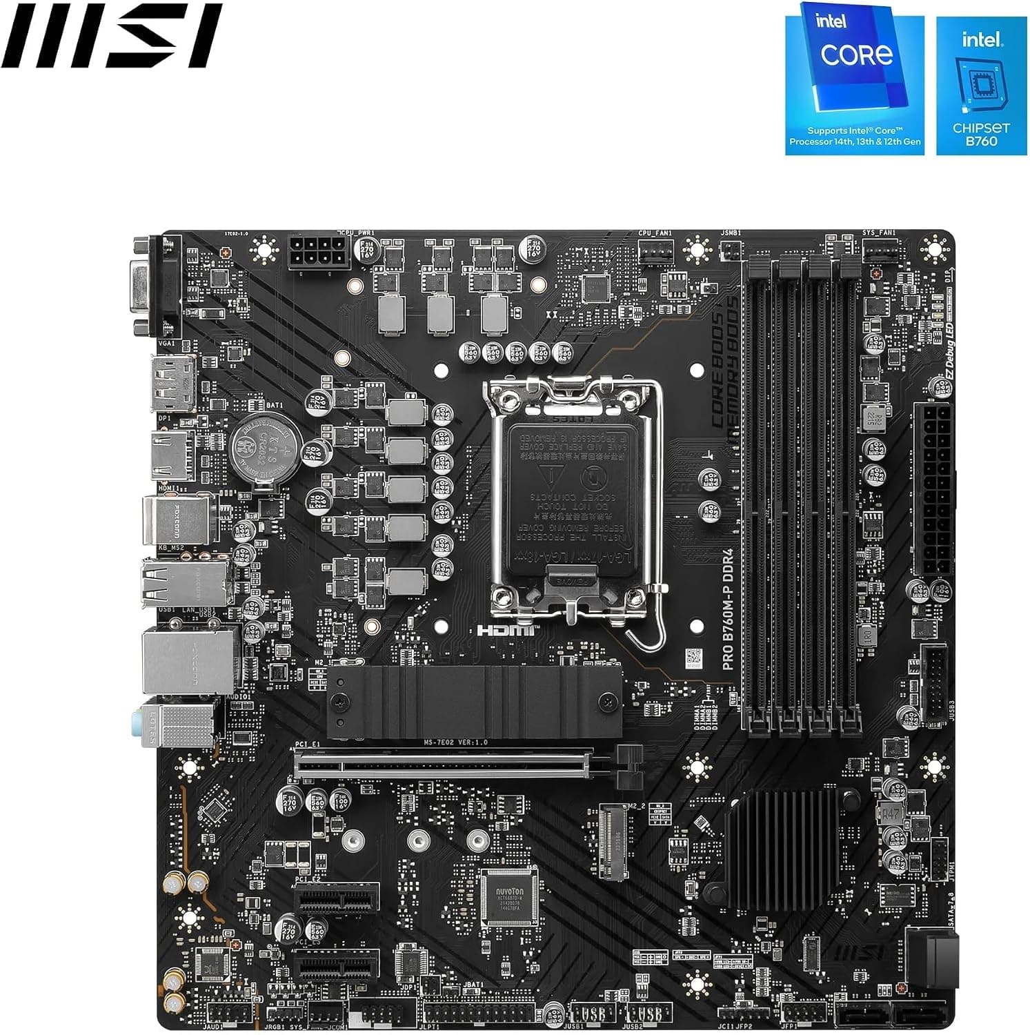 مادربرد MSI گیمینگ mATX سوکت 1700 Intel B760 DDR4 مدل PRO B760M-P مادربرد MSI گیمینگ mATX سوکت 1700 Intel B760 DDR4 مدل PRO B760M-P