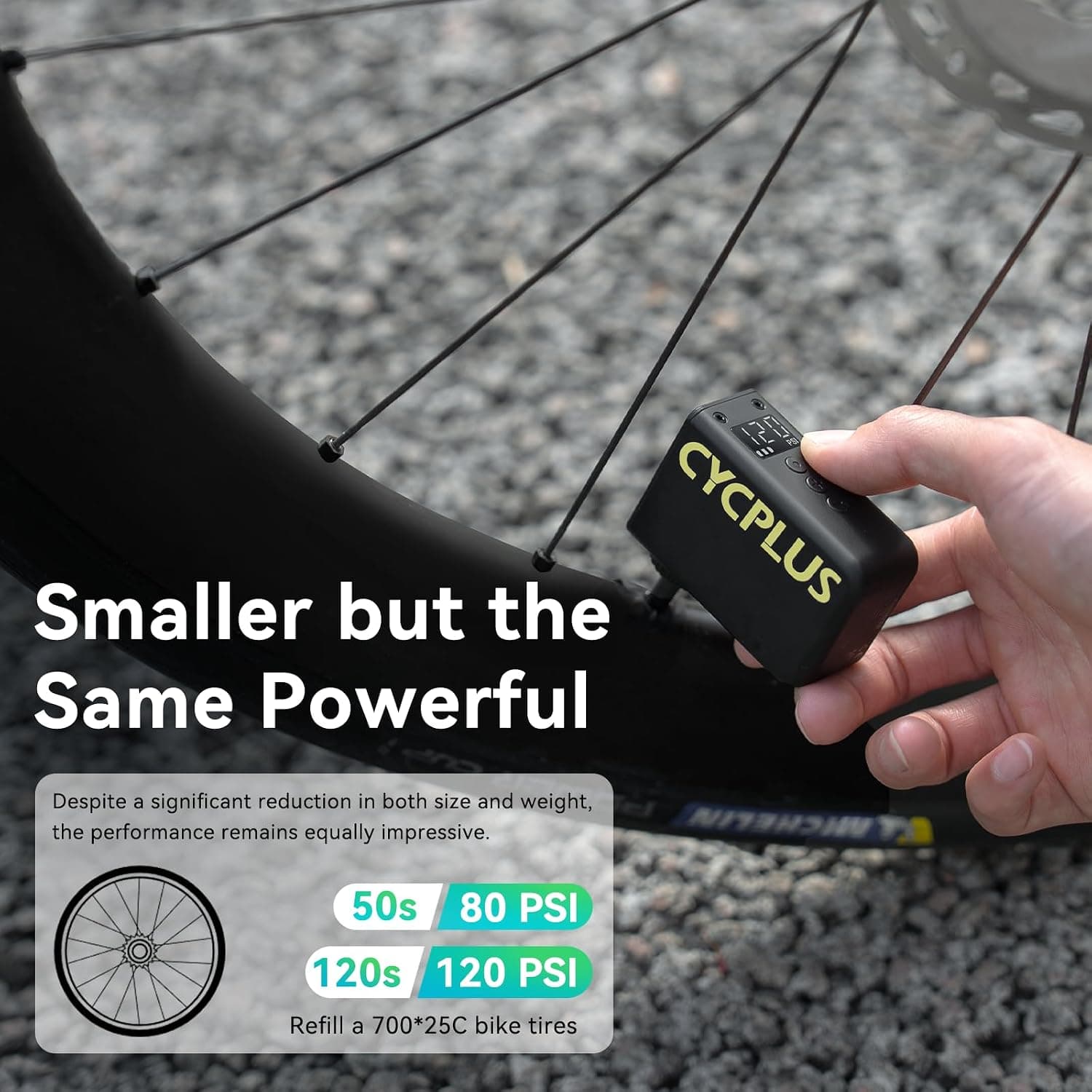 پمپ برقی کوچک دوچرخه CYCPLUS با نمایشگر فشار و توقف خودکار، حداکثر 120 PSI مدل AS2 پمپ برقی کوچک دوچرخه CYCPLUS با نمایشگر فشار و توقف خودکار، حداکثر 120 PSI مدل AS2