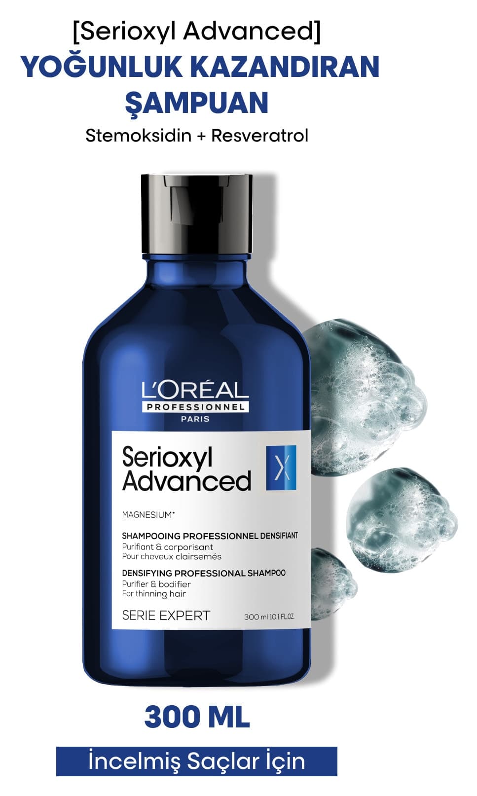 شامپو زنانه L'oreal Professionnel با افزایش تراکم برای موهای نازکشده Serie Expert Serioxyl Advanced 300 ml شامپو زنانه L'oreal Professionnel با افزایش تراکم برای موهای نازکشده Serie Expert Serioxyl Advanced 300 ml