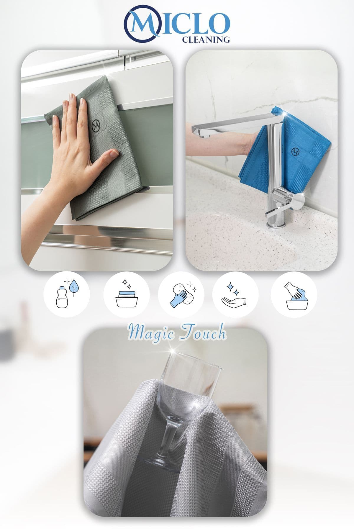دستمال تمیزکننده میکروفایبر MICLO CLEANING ست ۳ تایی 40x60cm دستمال تمیزکننده میکروفایبر MICLO CLEANING ست ۳ تایی 40x60cm