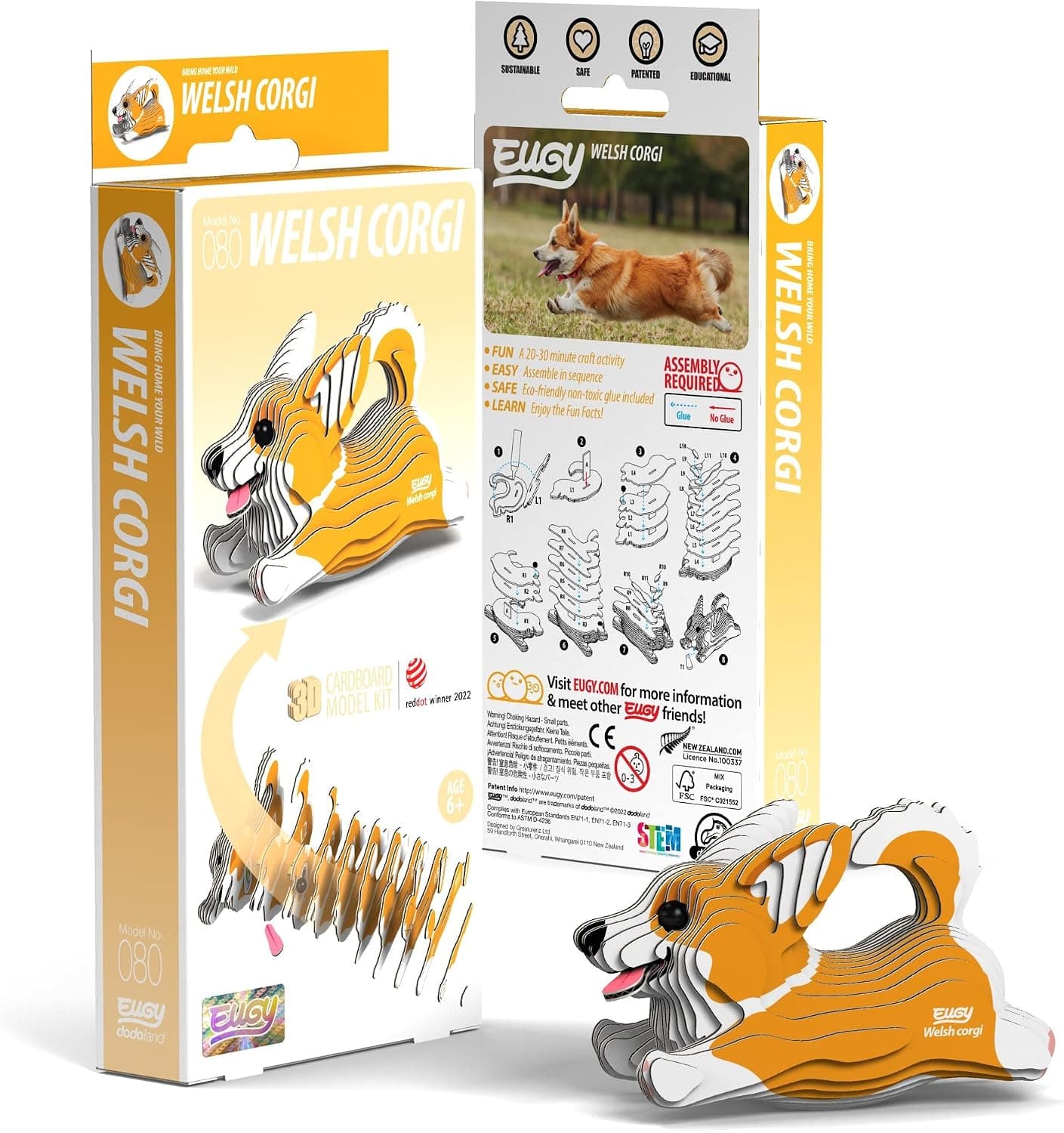 پازل سهبعدی کاغذی EUGY طرح Welsh Corgi سازگار با محیط زیست مدل 080 پازل سهبعدی کاغذی EUGY طرح Welsh Corgi سازگار با محیط زیست مدل 080