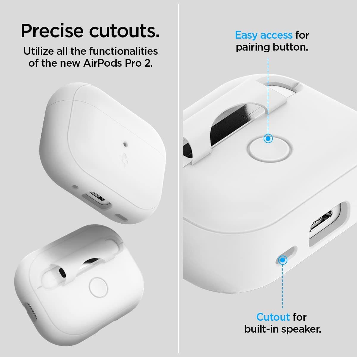 قاب ایرپاد Spigen Silicone Fit سازگار با AirPods Pro 2/1 بند سفید مدل ACS05811 قاب ایرپاد Spigen Silicone Fit سازگار با AirPods Pro 2/1 بند سفید مدل ACS05811
