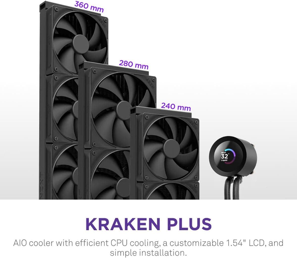 خنککننده مایع CPU NZXT Kraken Plus 280 رادیاتور 280mm LCD قابل شخصیسازی مشکی خنککننده مایع CPU NZXT Kraken Plus 280 رادیاتور 280mm LCD قابل شخصیسازی مشکی