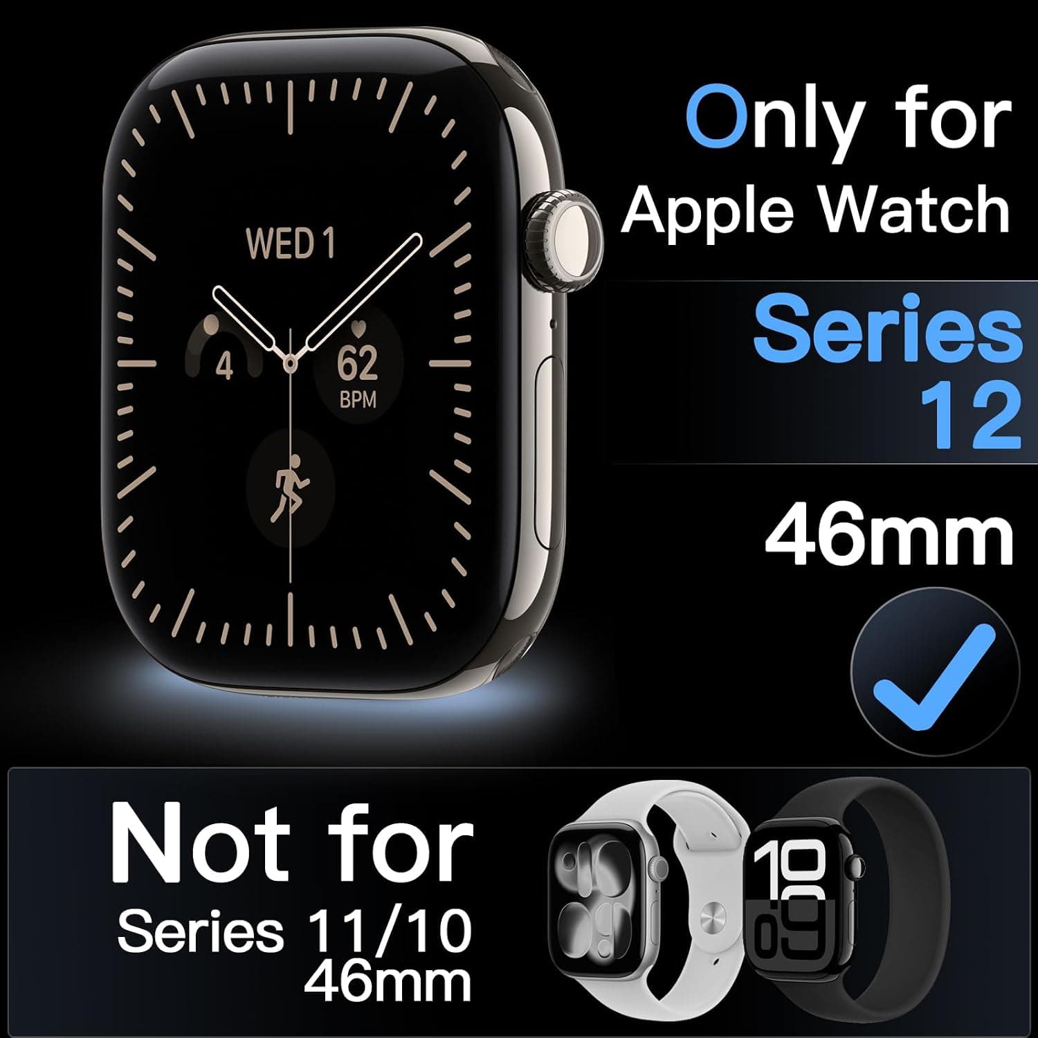 محافظ صفحه نمایش JETech برای Apple Watch Series 12 46mm 3-Pack محافظ صفحه نمایش JETech برای Apple Watch Series 12 46mm 3-Pack