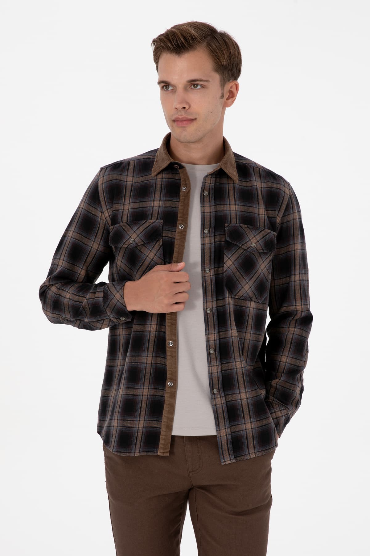 پیراهن آستینبلند مردانه قهوهای U.S. Polo Assn. مدل 50313432-VR029 پیراهن آستینبلند مردانه قهوهای U.S. Polo Assn. مدل 50313432-VR029