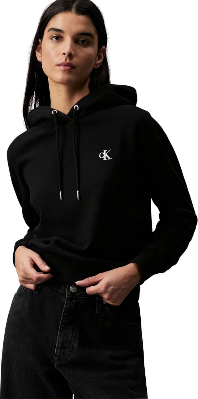 هودی زنانه Calvin Klein Jeans با گلدوزی CK مشکی سایز S هودی زنانه Calvin Klein Jeans با گلدوزی CK مشکی سایز S