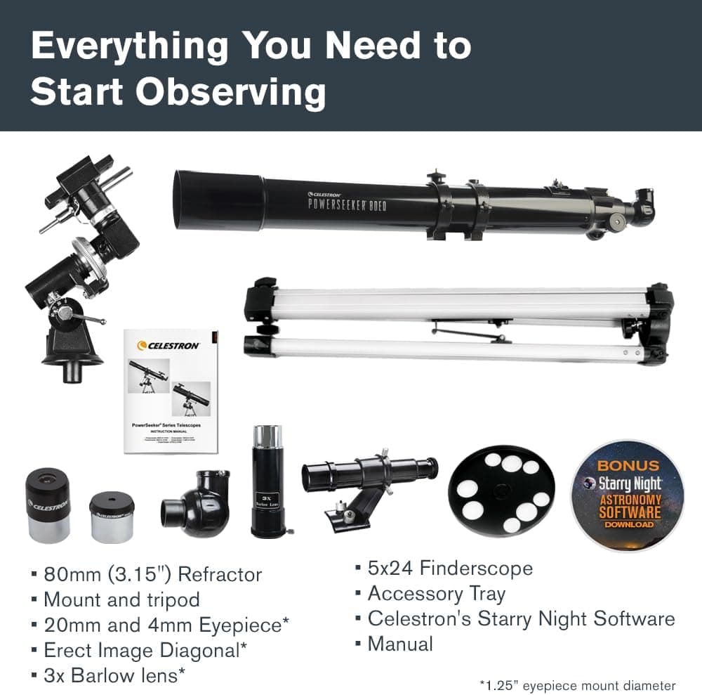 تلسکوپ Celestron PowerSeeker 80EQ مدل CL 21048 تلسکوپ Celestron PowerSeeker 80EQ مدل CL 21048