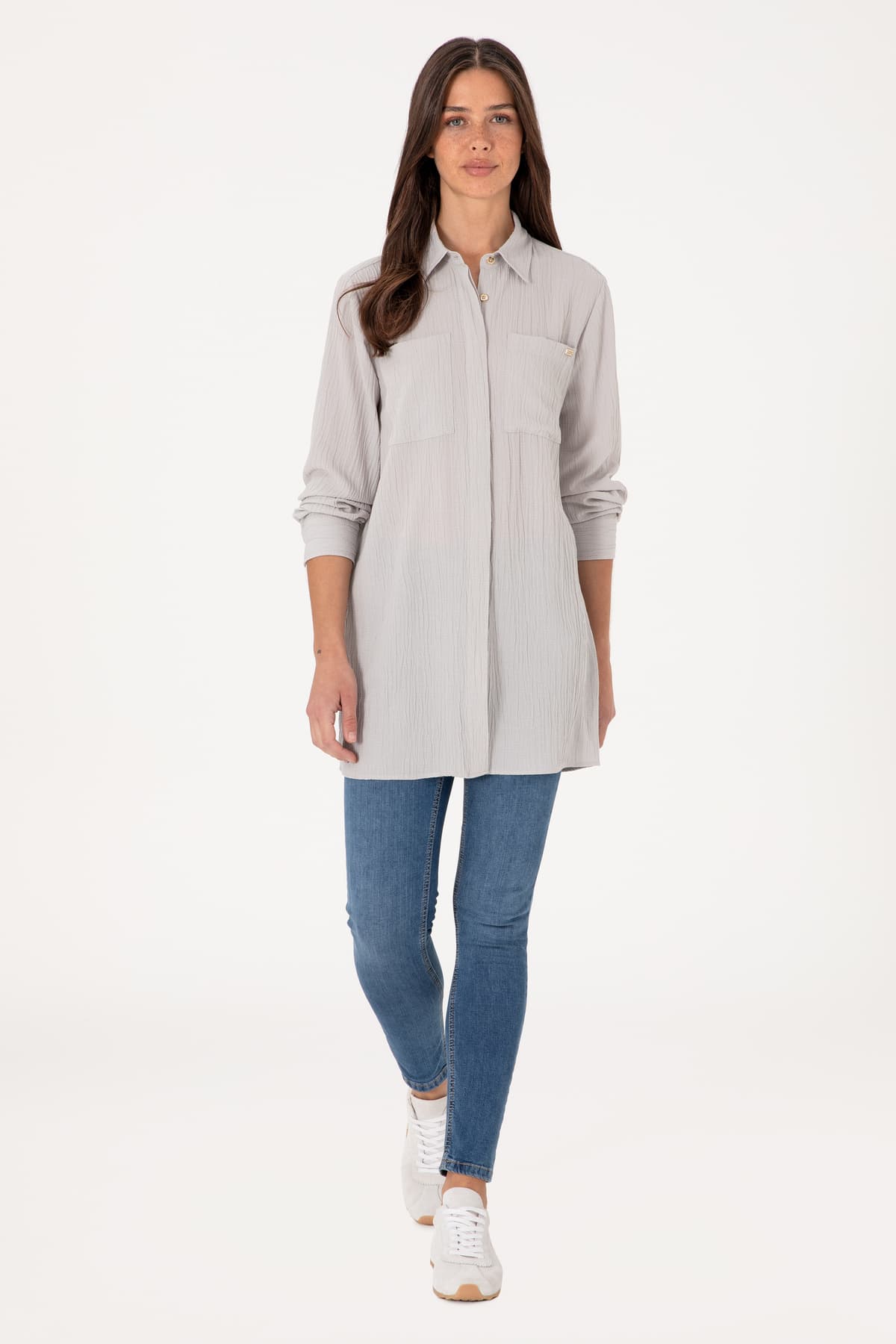 پیراهن تونیک زنانه U.S. Polo Assn. خاکستری روشن آستین بلند مدل 50307672-VR001 پیراهن تونیک زنانه U.S. Polo Assn. خاکستری روشن آستین بلند مدل 50307672-VR001