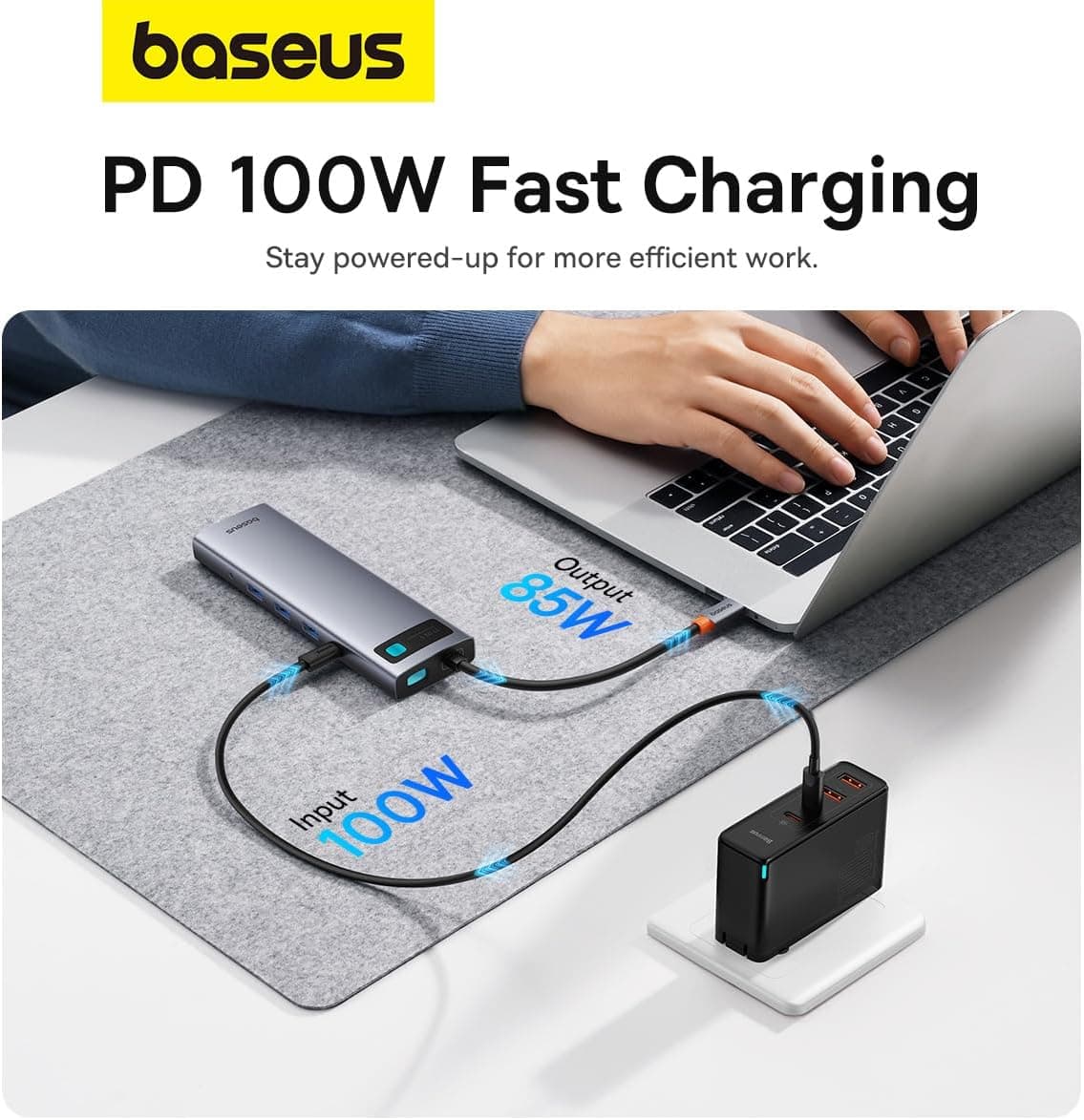 هاب USB-C یازدهدریک Baseus Metal Gleam با HDMI 4K@60Hz و 100W PD مدل B00030709811-00 هاب USB-C یازدهدریک Baseus Metal Gleam با HDMI 4K@60Hz و 100W PD مدل B00030709811-00