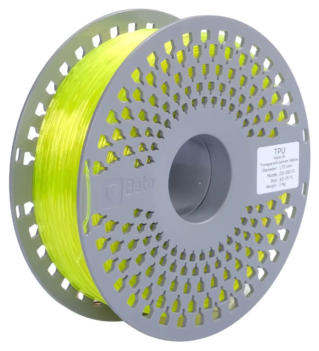 فیلامنت پرینتر سه بعدی Beta Filament شفاف زرد لیمویی TPU 95A 1KG فیلامنت پرینتر سه بعدی Beta Filament شفاف زرد لیمویی TPU 95A 1KG