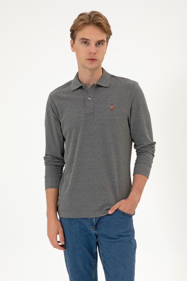 سوییشرت مردانه U.S. Polo Assn. فیت معمولی یقه پولو آنتراسیت ملانژ بیسیک مدل 50313772-VR081 سوییشرت مردانه U.S. Polo Assn. فیت معمولی یقه پولو آنتراسیت ملانژ بیسیک مدل 50313772-VR081