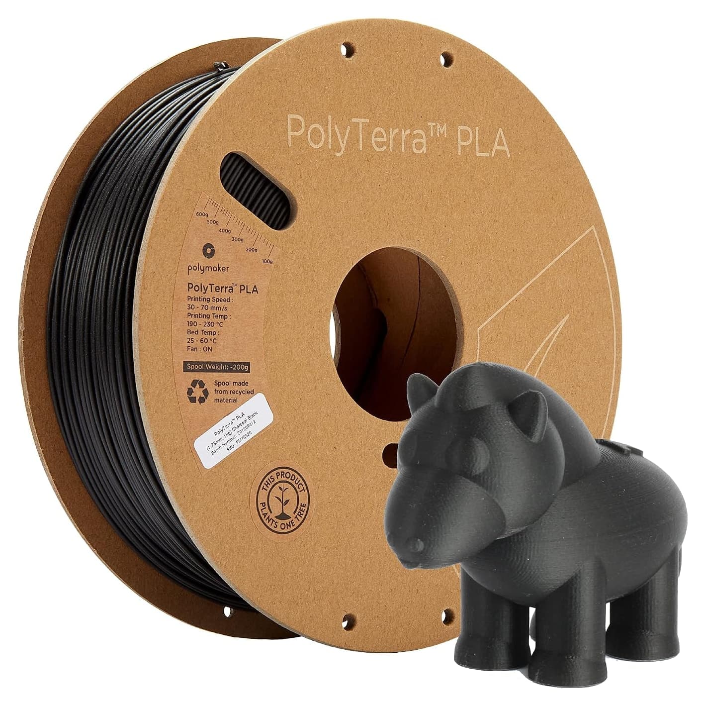 فیلامنت PLA Polymaker PolyTerra کمپلاستیک 1.75 میلیمتر 1000 گرم مشکی مات مدل 70820 فیلامنت PLA Polymaker PolyTerra کمپلاستیک 1.75 میلیمتر 1000 گرم مشکی مات مدل 70820