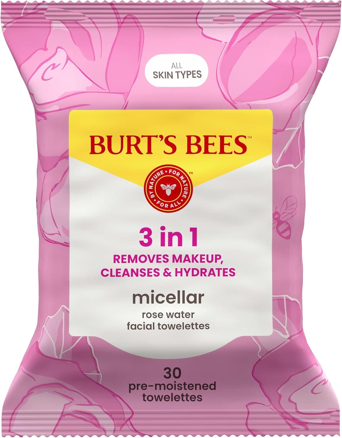 دستمال مرطوب میسلار پاککننده آرایش Burt's Bees با آب گل محمدی 30 عدد دستمال مرطوب میسلار پاککننده آرایش Burt's Bees با آب گل محمدی 30 عدد