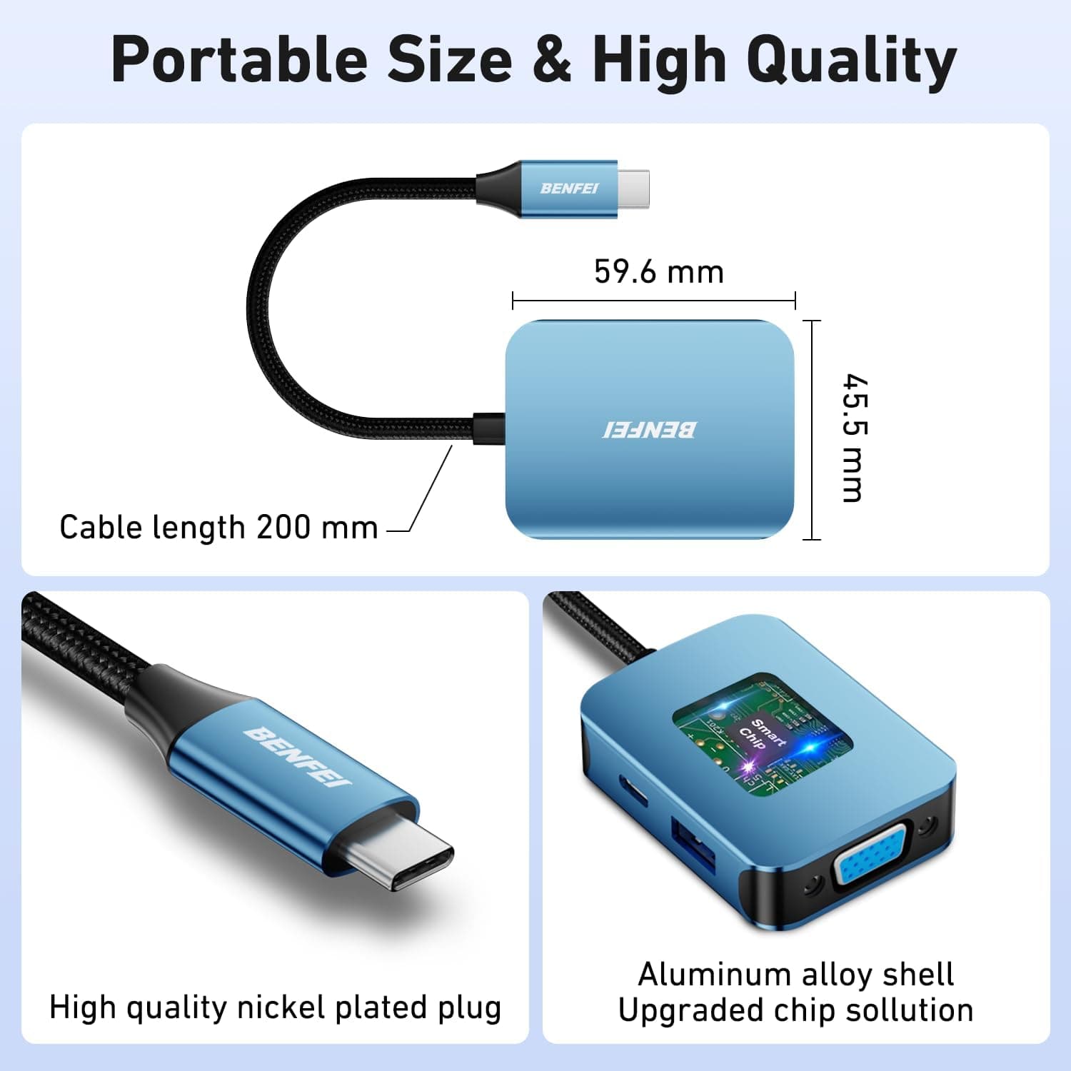 هاب USB C چهارکاره BENFEI مبدل HDMI و VGA با USB Type-C Power Delivery هاب USB C چهارکاره BENFEI مبدل HDMI و VGA با USB Type-C Power Delivery