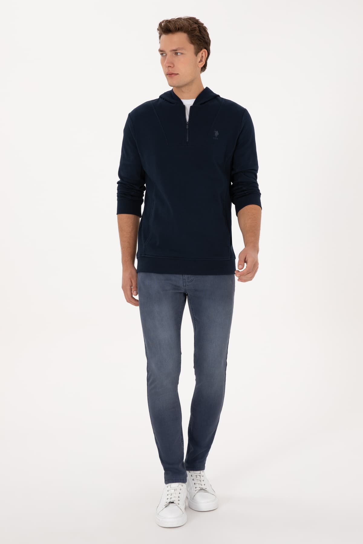 سوئیشرت مردانه U.S. Polo Assn. فیت معمولی نیمزیپ کاپوشندار سرمهای مدل 50316391-VR033 سوئیشرت مردانه U.S. Polo Assn. فیت معمولی نیمزیپ کاپوشندار سرمهای مدل 50316391-VR033