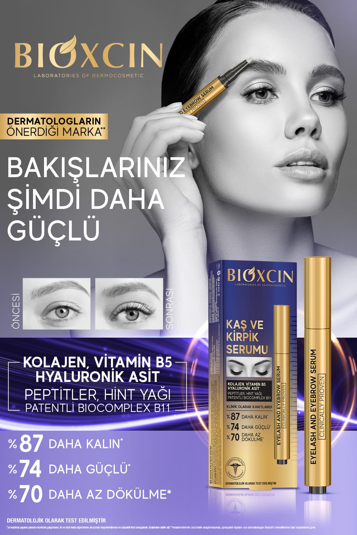 سرم ابرو و مژه Bioxcin حاوی کلاژن، اسید هیالورونیک، روغن کرچک، کراتین، پپتیدها، B5 و Biocomplex B11 سرم ابرو و مژه Bioxcin حاوی کلاژن، اسید هیالورونیک، روغن کرچک، کراتین، پپتیدها، B5 و Biocomplex B11
