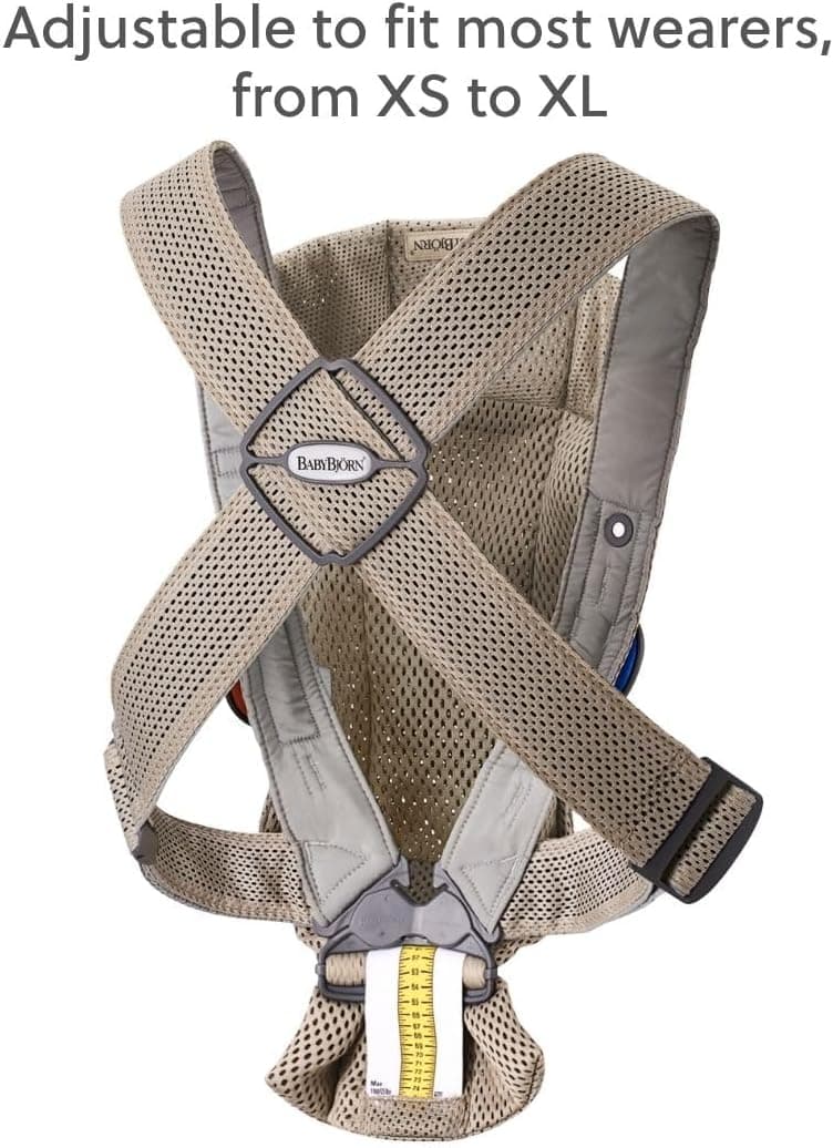 بند حمل نوزاد BabyBjörn مدل Mini با مش سه بعدی خاکستری بژ بند حمل نوزاد BabyBjörn مدل Mini با مش سه بعدی خاکستری بژ