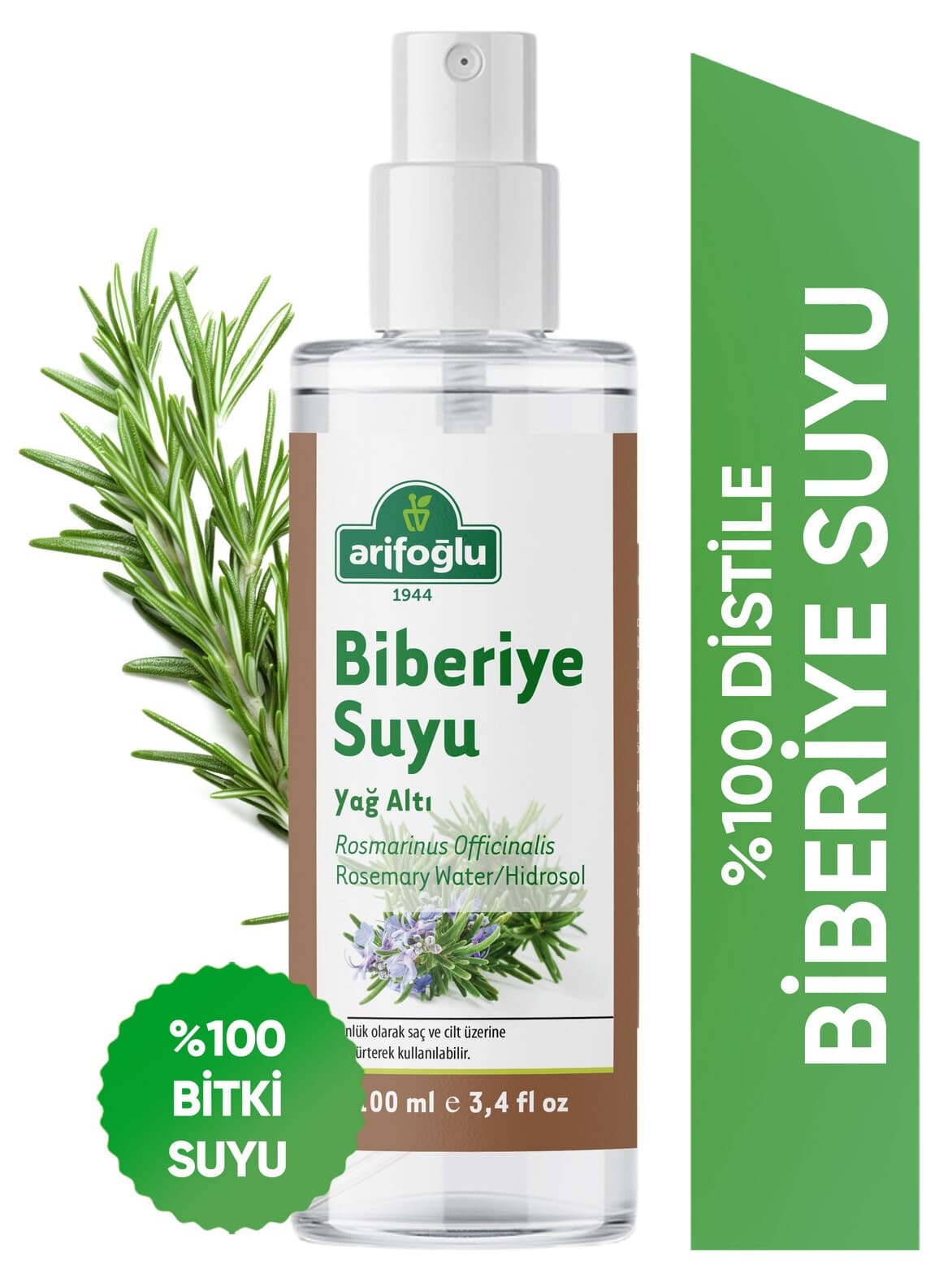تونیک اسپری Arifoğlu آب رزماری خالص ضد ریزش و رشد مو 100 ml تونیک اسپری Arifoğlu آب رزماری خالص ضد ریزش و رشد مو 100 ml