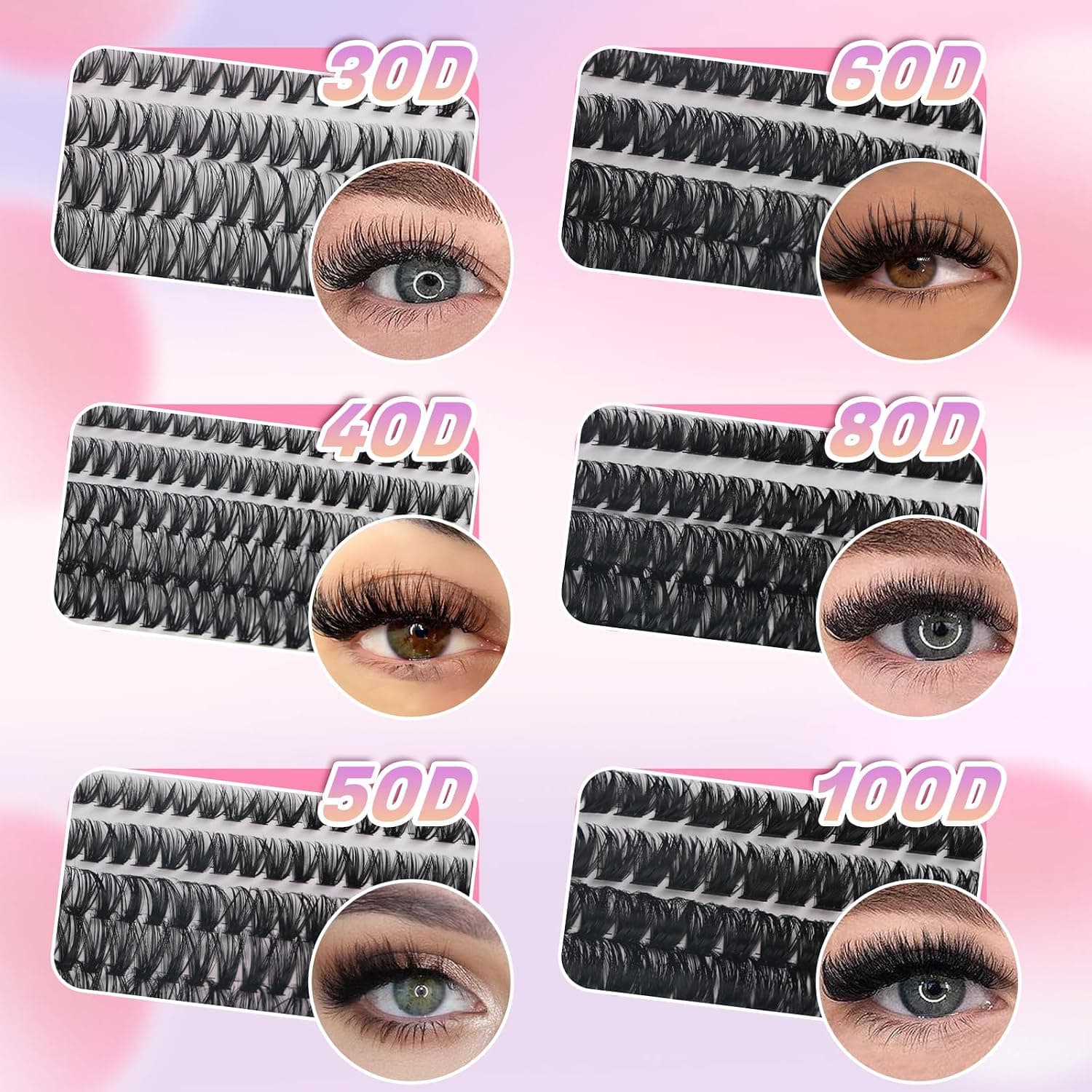 ست مژه خوشهای DIY FANDIQ با فر D، 30+40+50+60D و 640 عدد، همراه چسب، ریموور، موچین و برس ست مژه خوشهای DIY FANDIQ با فر D، 30+40+50+60D و 640 عدد، همراه چسب، ریموور، موچین و برس