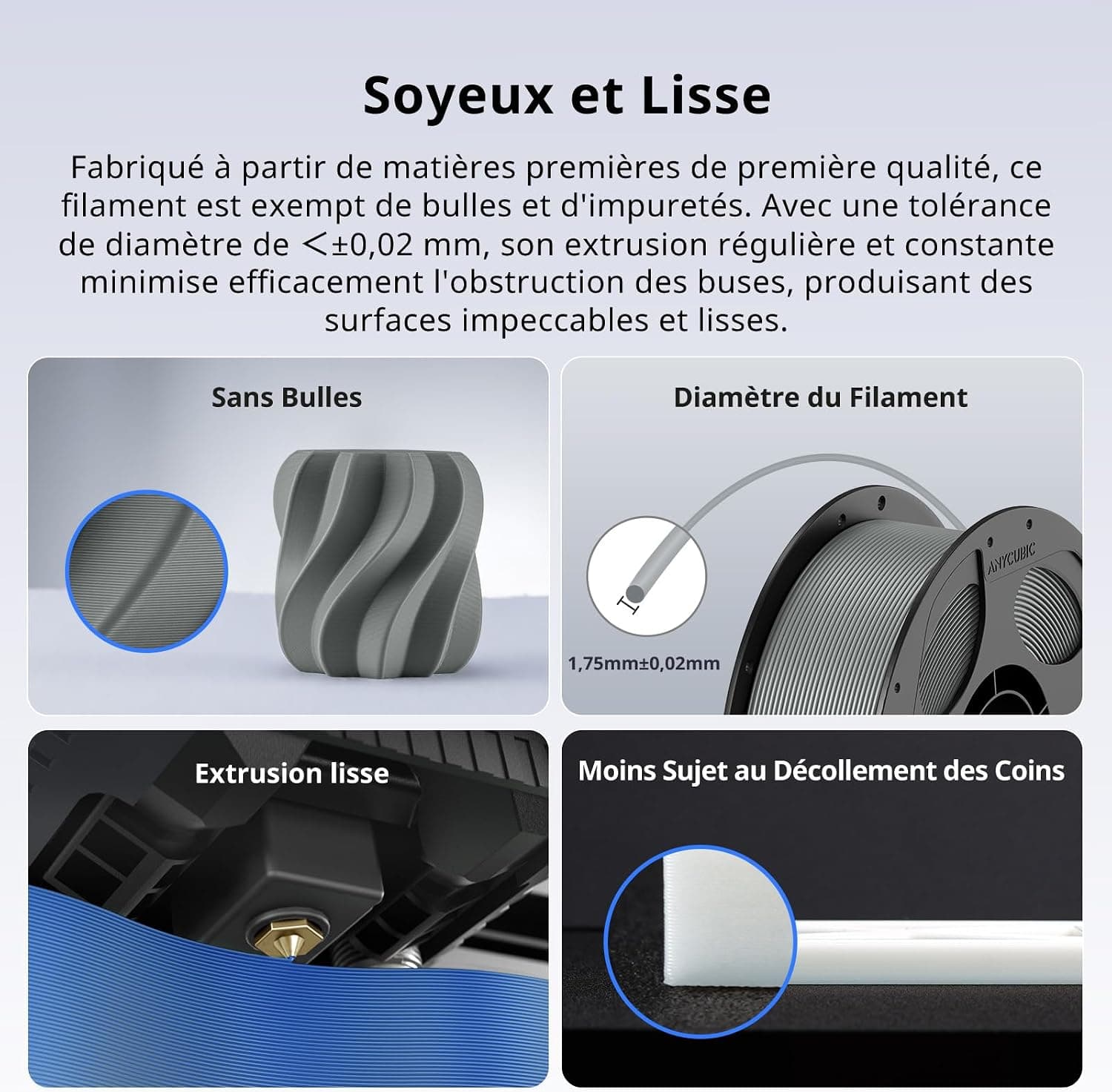 فیلامنت پلاستیکی ANYCUBIC PLA+ خاکستری فیلامنت پلاستیکی ANYCUBIC PLA+ خاکستری