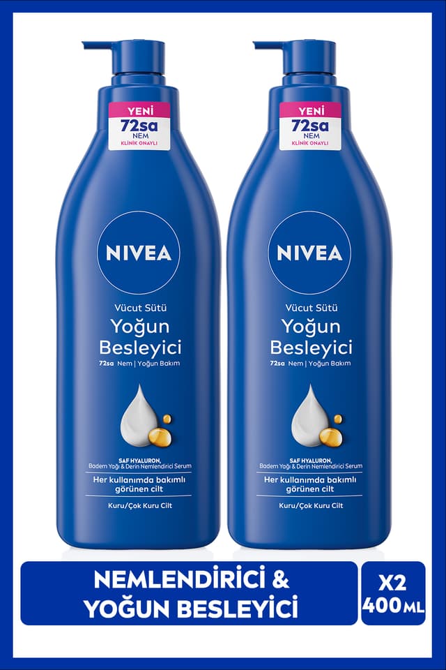 لوسیون بدن برای پوستهای خیلی خشک NIVEA حاوی Hyaluron 400ml X2Adet لوسیون بدن برای پوستهای خیلی خشک NIVEA حاوی Hyaluron 400ml X2Adet