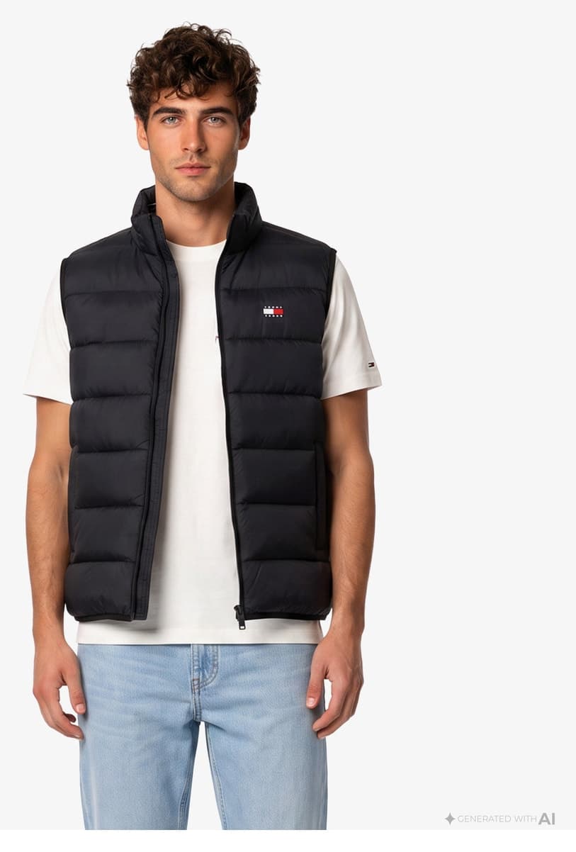 جلیقه مردانه Tommy Hilfiger مشکی با لوگو مناسب استفاده روزانه جلیقه مردانه Tommy Hilfiger مشکی با لوگو مناسب استفاده روزانه