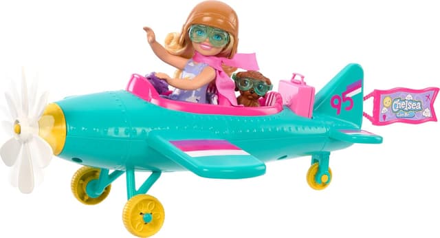 ست عروسک و هواپیمای بازی Barbie Chelsea مدل Can Be… Plane با هواپیمای دو نفره، ملخ چرخان و ۷ لوازم جانبی ست عروسک و هواپیمای بازی Barbie Chelsea مدل Can Be… Plane با هواپیمای دو نفره، ملخ چرخان و ۷ لوازم جانبی