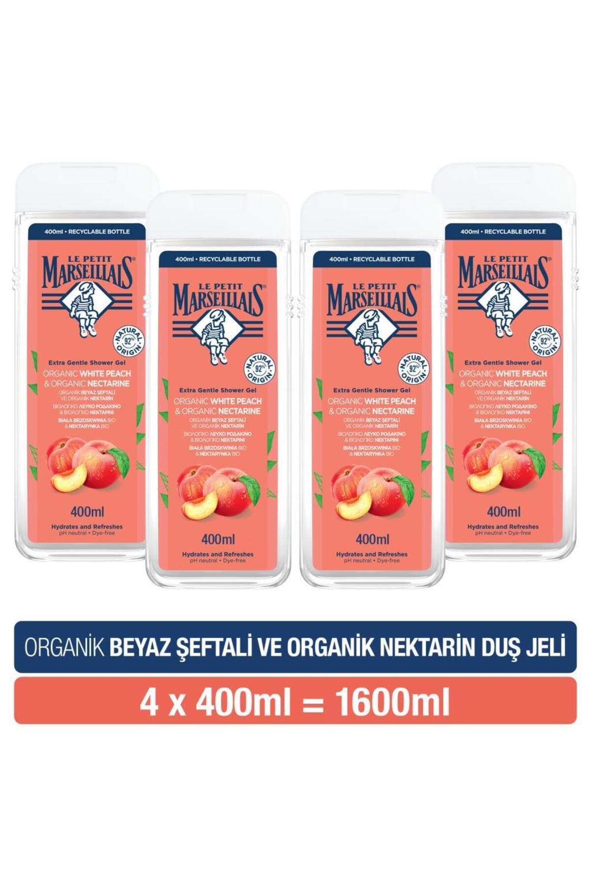 ژل دوش ارگانیک هلو سفید و شلیل Le Petit Marseillais 400 ml x4 ژل دوش ارگانیک هلو سفید و شلیل Le Petit Marseillais 400 ml x4