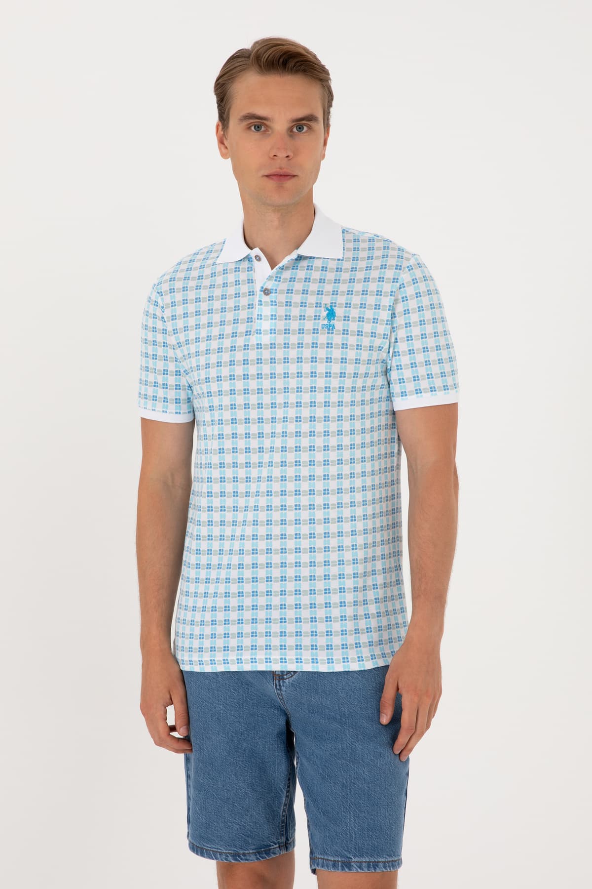 تیشرت مردانه یقه پولو U.S. Polo Assn. فیت معمولی طرحدار فیروزهای مدل 50299672-VR093 تیشرت مردانه یقه پولو U.S. Polo Assn. فیت معمولی طرحدار فیروزهای مدل 50299672-VR093