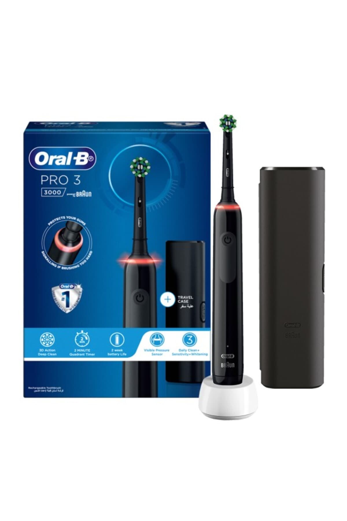 مسواک برقی Oral-B مشکی با کیف مسافرتی و حسگر فشار قابل مشاهده PRO 3 -3000 مدل D505.513.3X مسواک برقی Oral-B مشکی با کیف مسافرتی و حسگر فشار قابل مشاهده PRO 3 -3000 مدل D505.513.3X