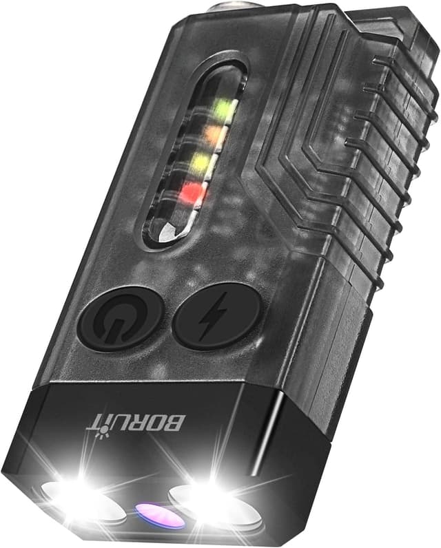 چراغقوه LED جاکلیدی BORUIT مدل V10 با آهنربا، 1000LM، UV 365NM، 14 حالته ضدآب IPX4 USB C چراغقوه LED جاکلیدی BORUIT مدل V10 با آهنربا، 1000LM، UV 365NM، 14 حالته ضدآب IPX4 USB C